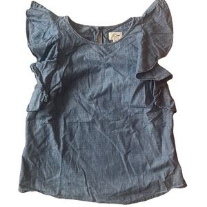 J Crew Formal Blue Ruffled Top